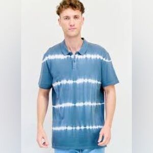 Aeropostale Blue Tie-Dye Polo Shirt Sz Large